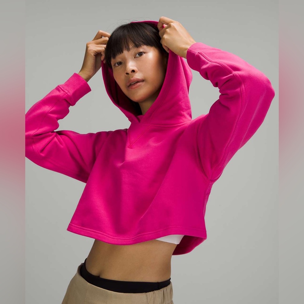 Lululemon NWT All Yours Cropped Hoodie Sz 14 Sonic Pink